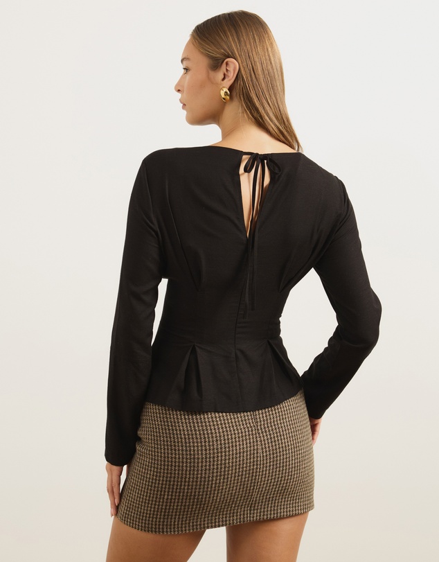 Atmos&Here - Sapna Linen Blend Long Sleeve Pintuck Blouse