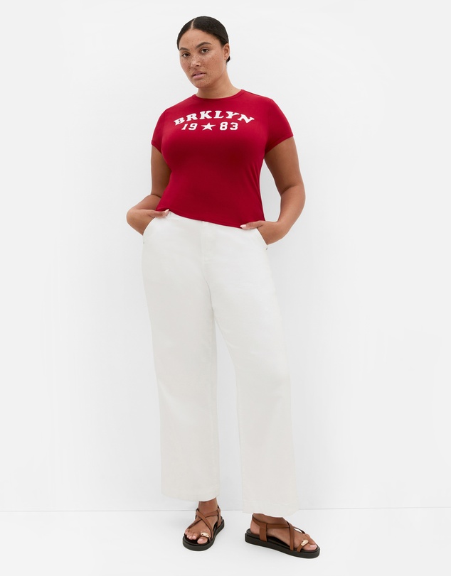 City Chic - Plus size Micro Brklyn Print Tee - red
