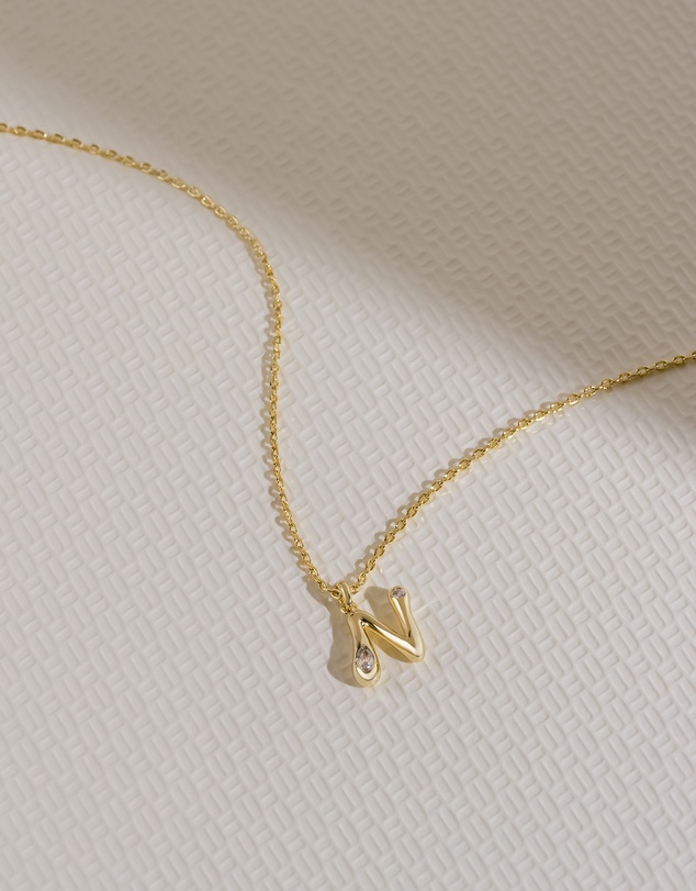 Wanderlust + Co - Alphabet Bubble Pendant Necklace - Letter N