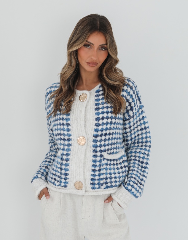 Esther & Co - Aica Cardigan - Blue Print