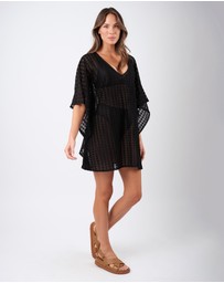 UNE PIECE - Scalloped Lace V-Neck Mini Kaftan