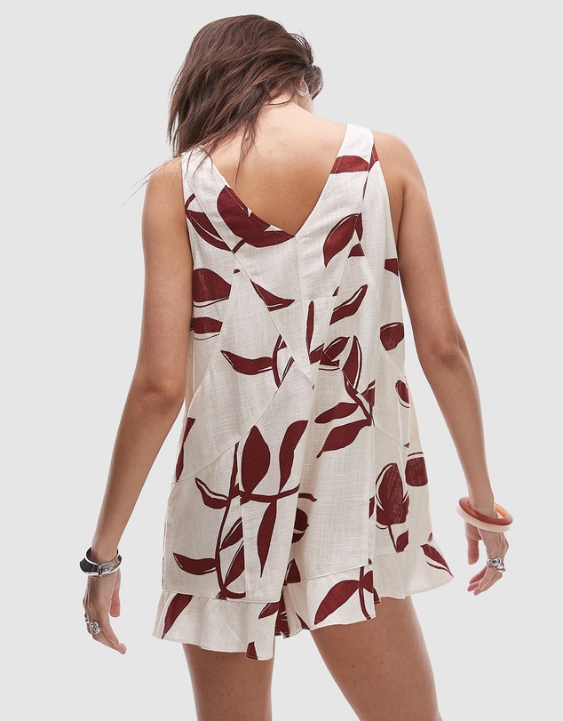 TOPSHOP - Deep V Chuck On Linen Playsuit