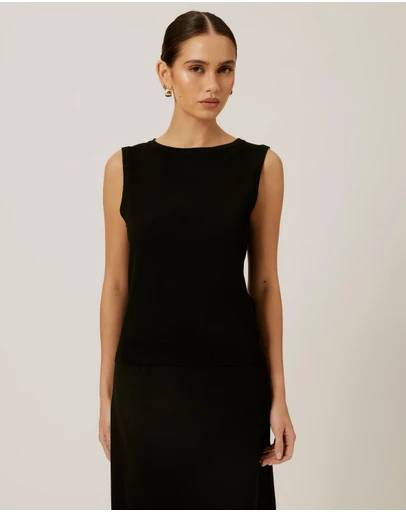 Tussah - Boat Neck Sleeveless Knit Top