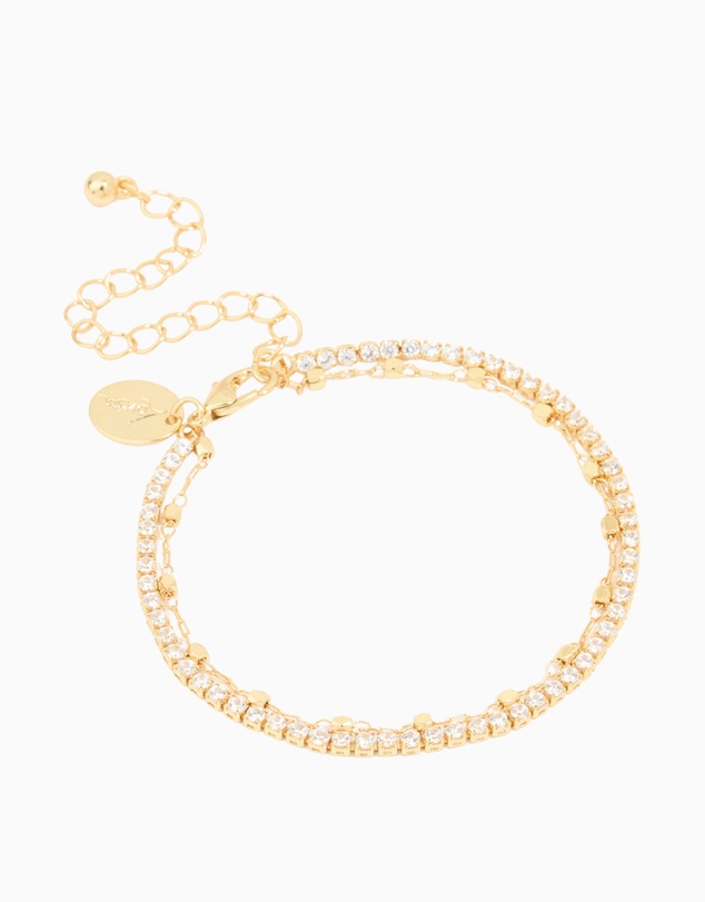 Lovisa - Gold Diamante Cup Chain & Chain Layered Bracelet