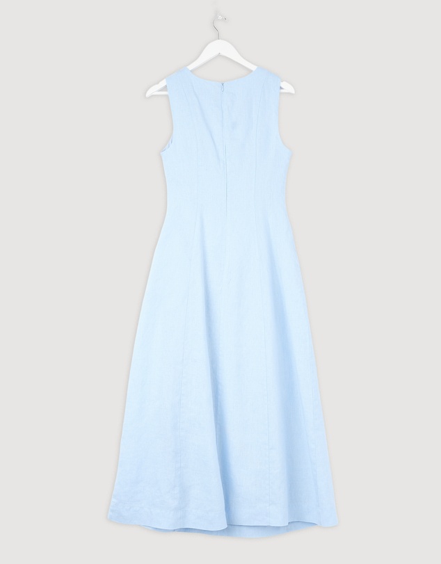 Revibe - Repaired Minima Esenciales Reyna Gathered Linen Midi Dress - AU 10