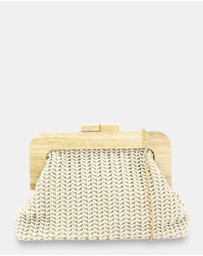 Morgan & Taylor - Erica Woven Clutch in Beige