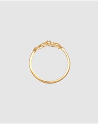 Elli Jewelry - Ring Flower Floral with Synthetic Ruby in 925 Sterling Silver Gold Plated