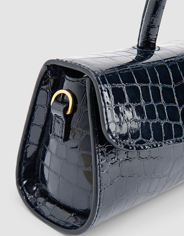 By Far - Mini Longa Croco Embossed Leather Bag