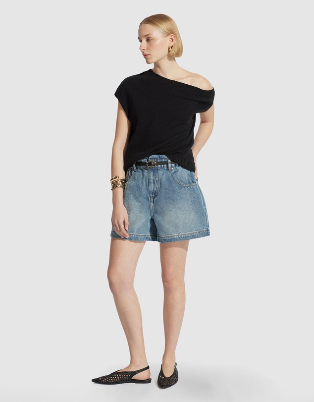 Decjuba - Tatiana Paperbag Denim Shorts