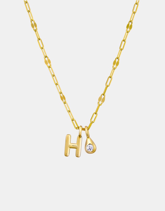 Zoe Olivia - 14K Gold Vermeil Imprint Initial H Cubic Zirconia Necklace