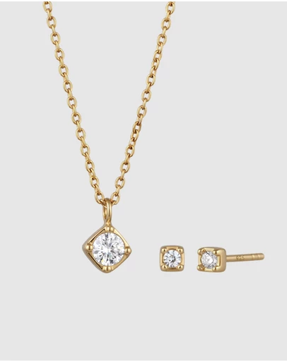 Elli Jewelry - Jewelry Set Set Crystal Anchor 925 Sterling Silver Gold-Plated