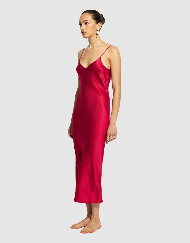 GINIA - Silk Long Nite V Neck