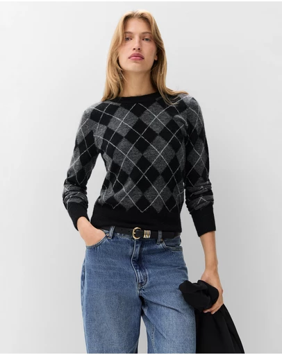 UNISON - Argyle Crew Neck Knit