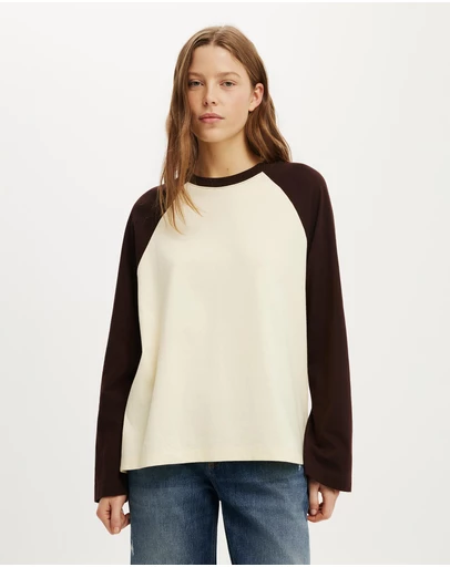 Cotton On - Boxy Raglan Long Sleeve Tee