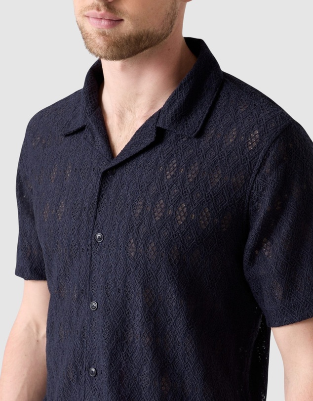 GUESS - Short Sleeve Crochet Resort Shirt