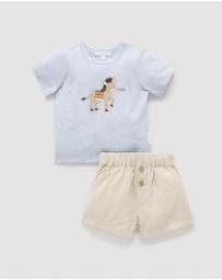 Purebaby - Linen Blend Short and Tee Set -Kids-Babies
