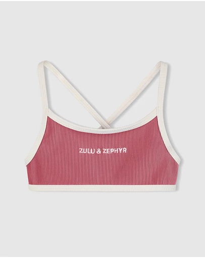 Zulu & Zephyr Mini - Mini Stripe Logo Bikini Top - Kids-Teens