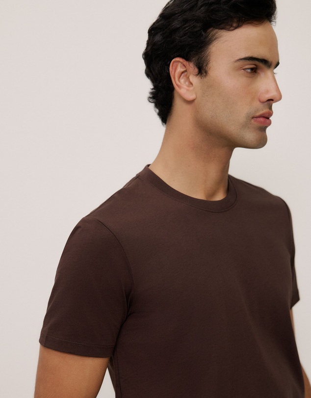 Trenery - Cotton Crew T-shirt in Coffee