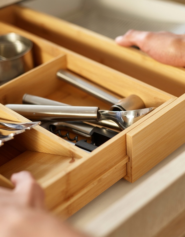Joseph Joseph - DrawerStore™ Bamboo Expandable Cutlery, Utensil & Gadgets Organiser