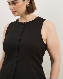 Atmos&Here Curvy - Heidi Linen Longline Vest