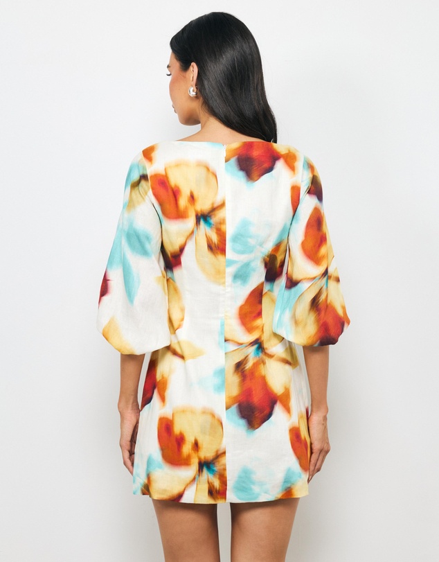 AERE - Emia Sleeved Linen Mini Dress
