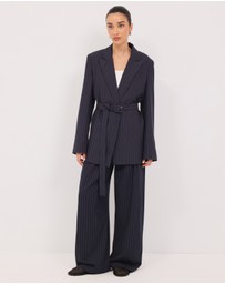Calli - Rhode Pinstripe Wide Leg Pants