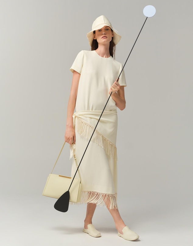Oroton - Fringe Detail Crepe Dress