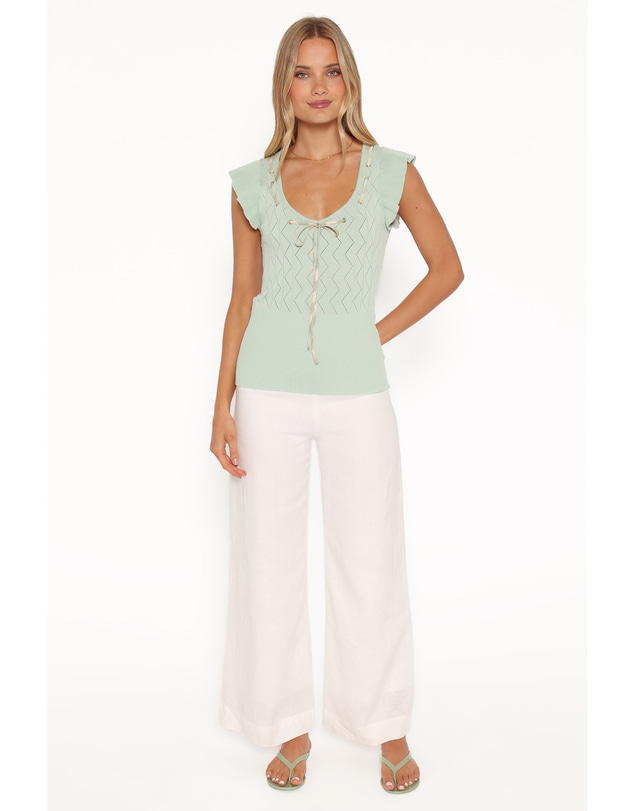 Petal & Pup - Tucker Pointelle Knit Top - Sage Green