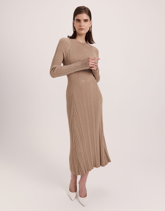 SABA - Metallic Ribbed Knit Dress