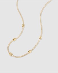 Wanderlust + Co - Pave 14K Gold Vermeil Petite Tennis Necklace