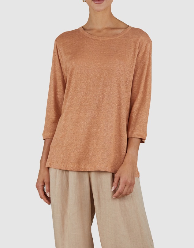 Amelius - Bronte Linen Three Quarter Jersey Top
