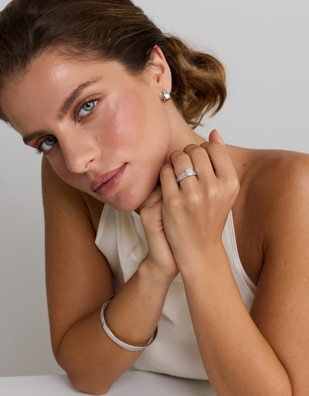 Michael Hill - 0.35 Carat TW Cushion-Shaped Diamond Cluster Ring in Sterling Silver