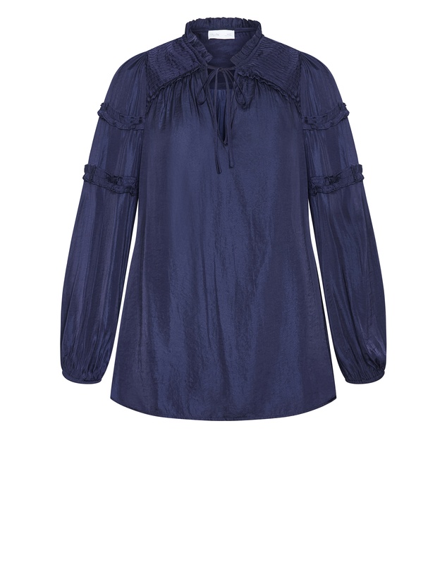 City Chic - Plus size Drama Queen Long Sleeve Shirt - navy
