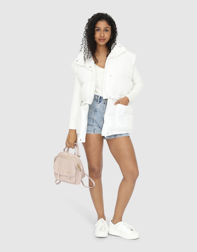 Belle & Bloom - Landslide Zip-Off Puffer Vest - Cream