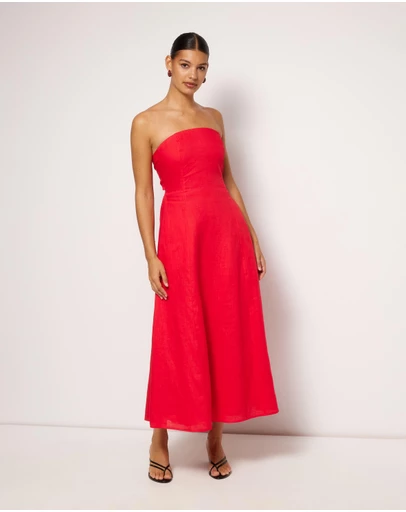 AERE - Florence Linen Strapless Maxi Dress