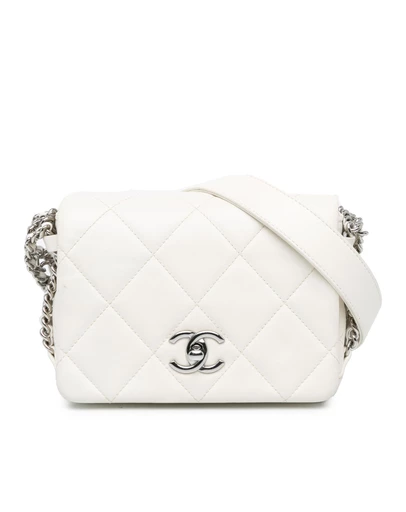 Chanel - Pre-Loved Mini Quilted Lambskin Chain Rows Flap