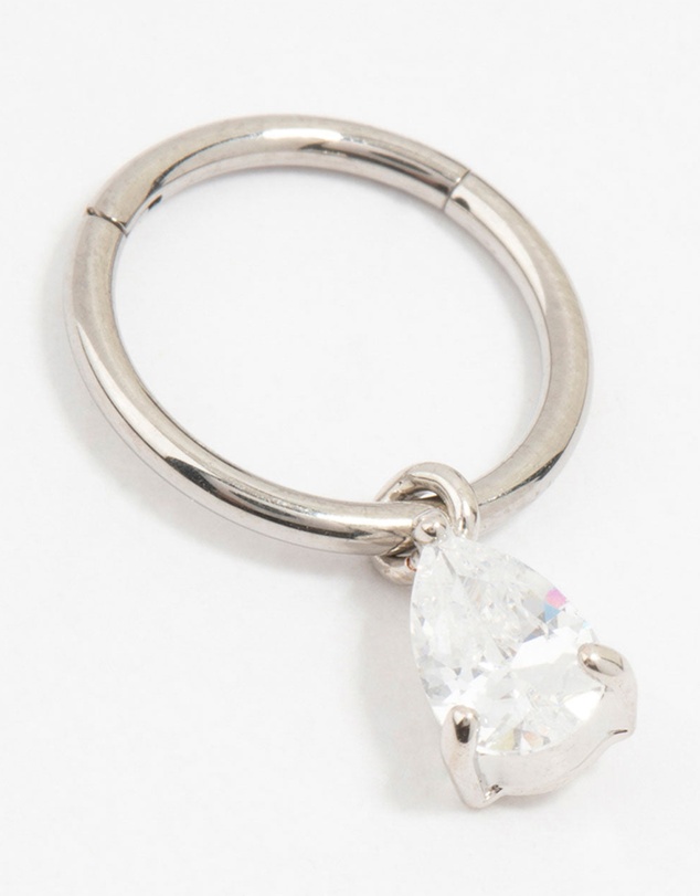 Lovisa - Titanium Pear Drop Ring Belly Ring