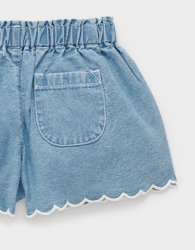 Purebaby - Scalloped Denim Shorts- Kids-Babies