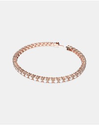 Swarovski - Matrix Tennis bracelet, Round cut, White, Rose gold-tone plated