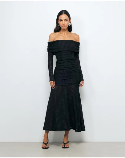 AERE - Valentina Off Shoulder Midi Dress