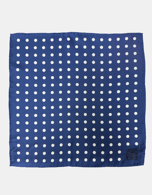 Henry Bucks - HENRY BUCKS Polka Dot Pocket Square NAVY/WHITE