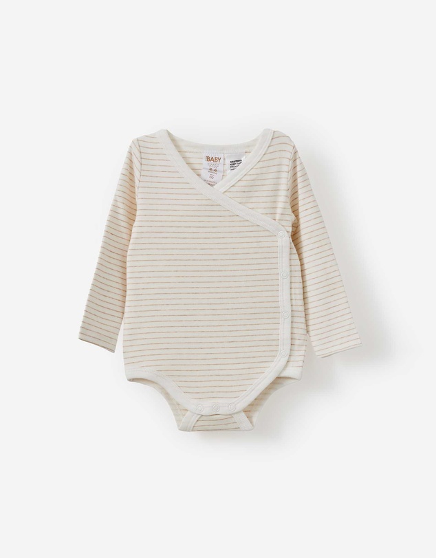 Cotton On Kids - Organic Cross Over Long Sleeve Bubbysuit