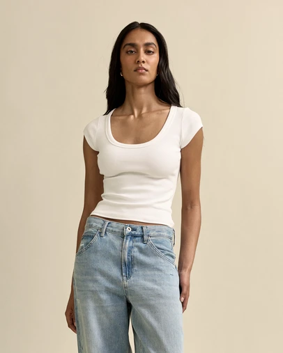 MVN - Ribbed Scoop Neck Top
