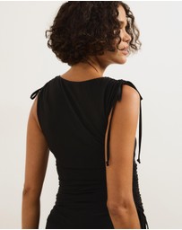 Atmos&Here - Kara Asymmetric Mesh Maxi Dress