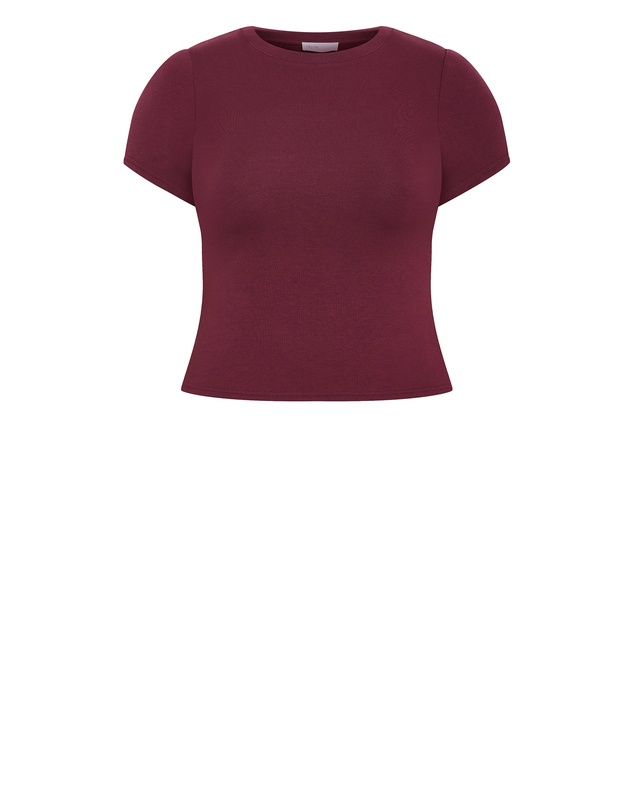 City Chic - Plus size Karla Short Sleeve Tee - dark cherry