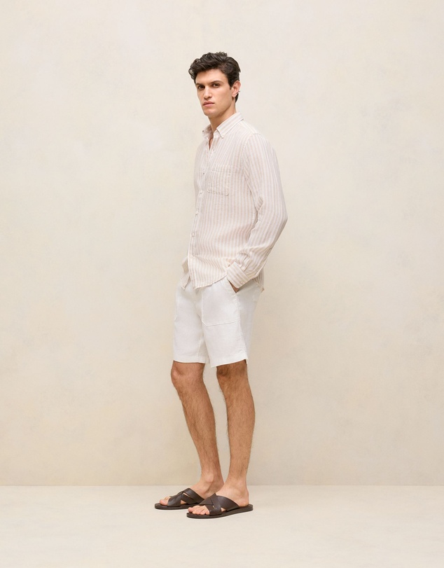 Trenery - Linen Patch Pocket Drawcord Short in White
