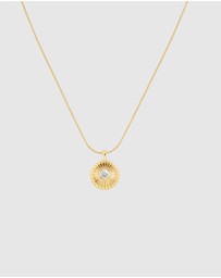 Rosefield - Bold Solitary Gold Texture Studs and Necklace Set