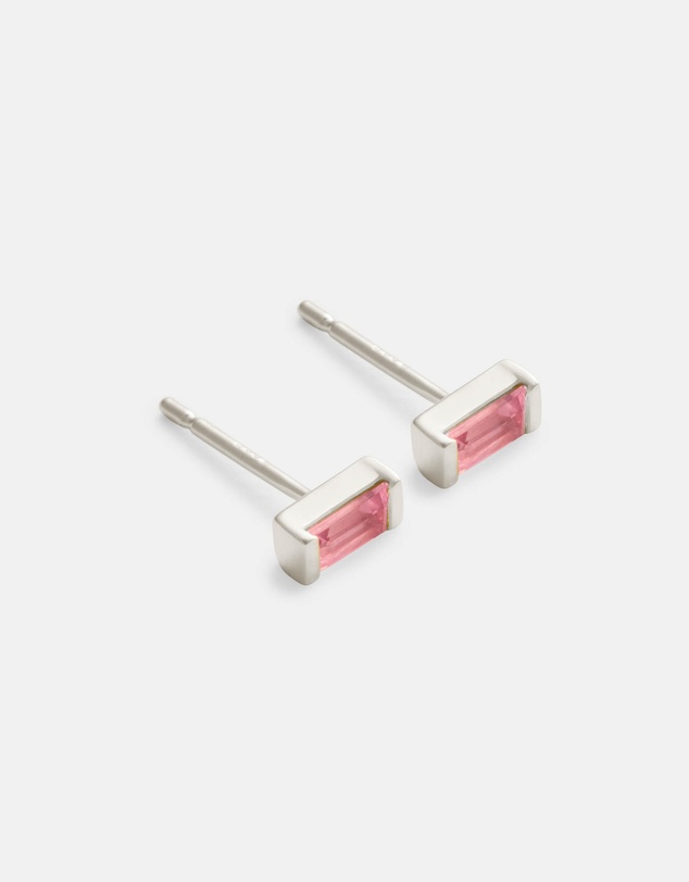 Kirstin Ash - Baguette Birthstone Studs October - Rhodolite Garnet