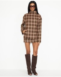 Dazie - Unspoken Funnel Neck Check Jacket