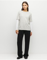 JH Lounge - JHL Crew T (Fine Cotton Cashmere) Soft Grey Marle